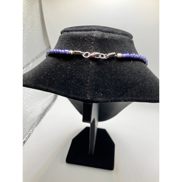 Purple Triangle Seed Beads, Silver-Tone Spacers & Round Metallic Beaded Necklace - Picture 10 of 13